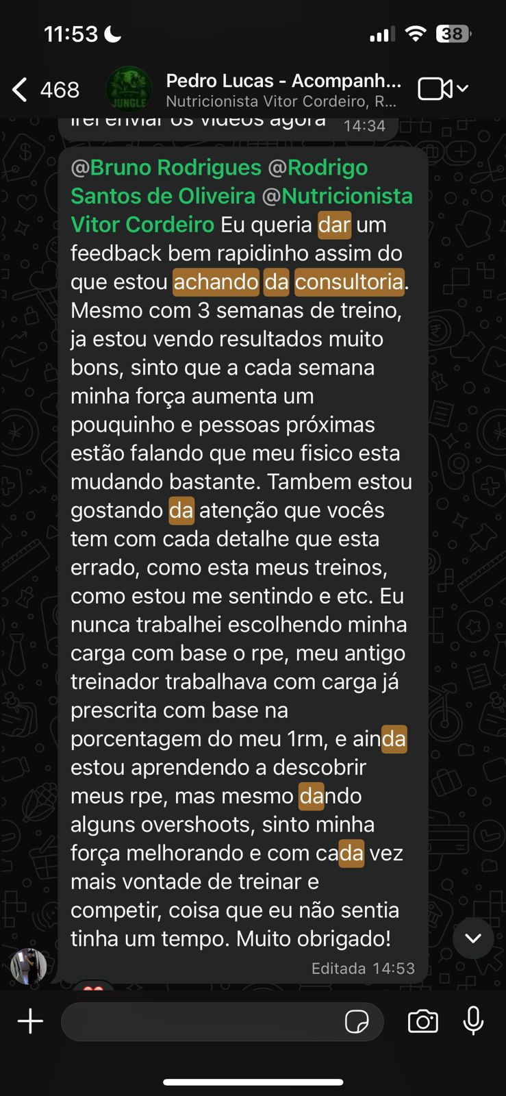 Print de depoimento no WhatsApp 2